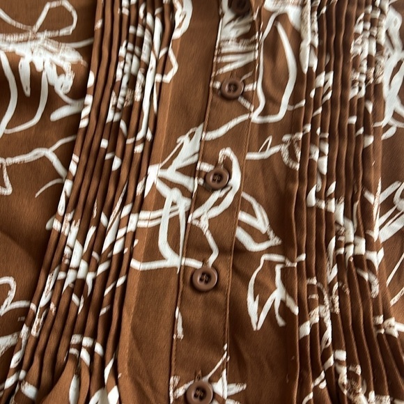 Prescott New York Pleaded V-neck Dress Flowing Fabric Wide 3/4 Sleeves Size 1X - Picture 13 of 16